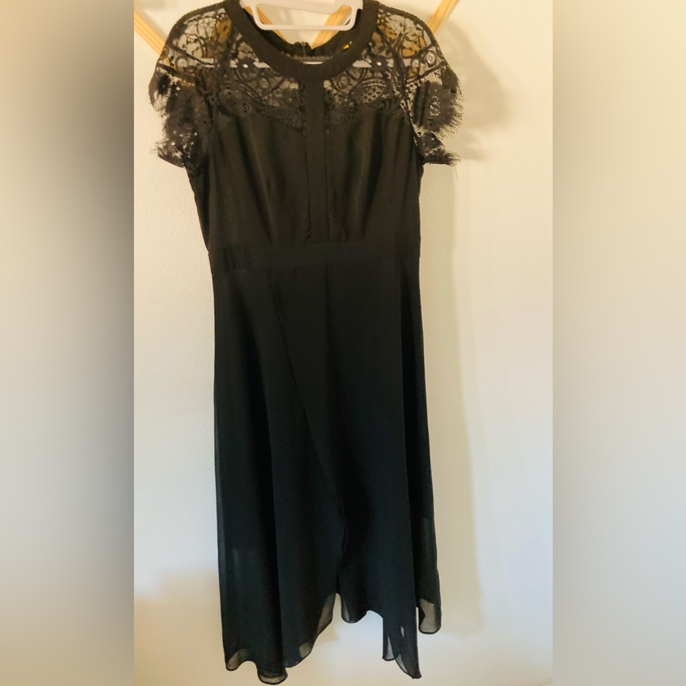 Vintage Black Midi Lace Dress